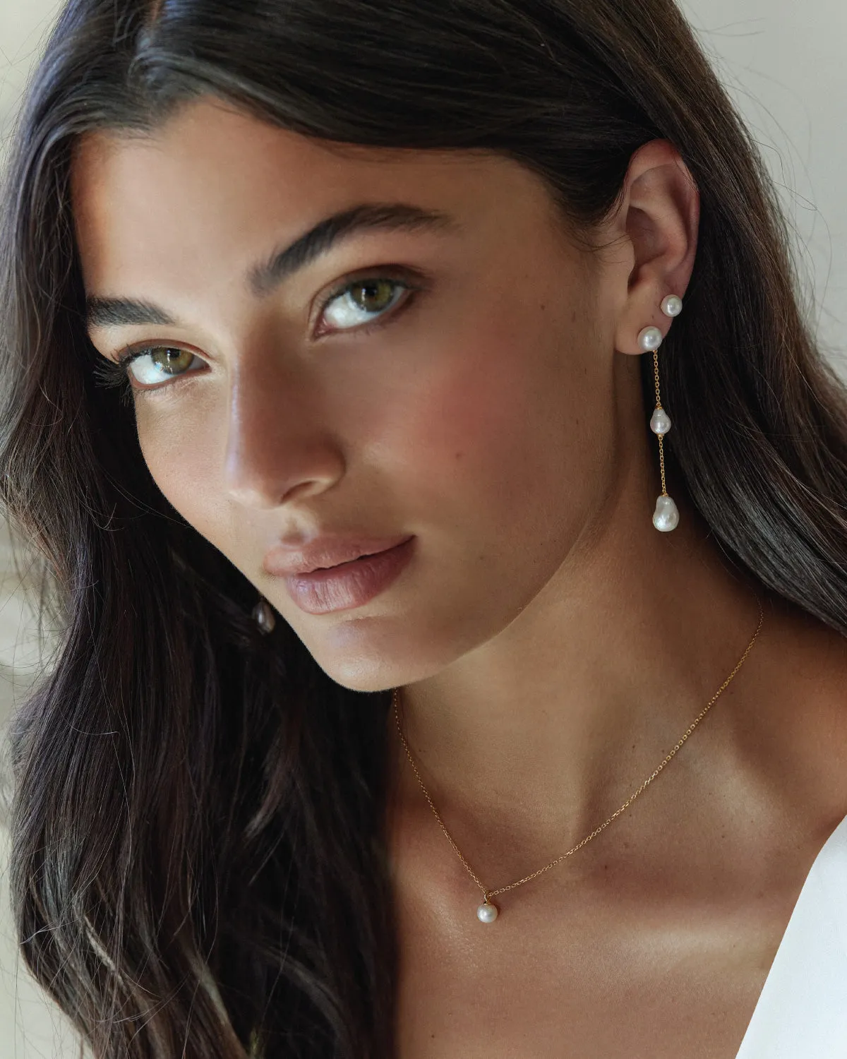 18k Gold Vermeil Forever Moments Pearl Chain Earrings Bycharlotte