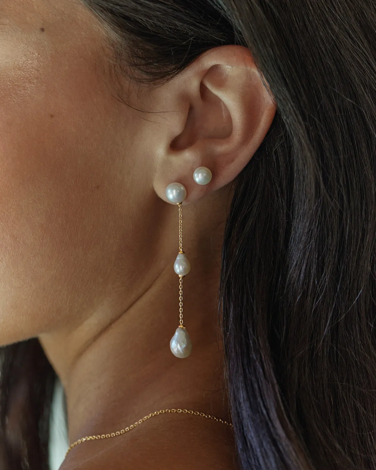 18k Gold Vermeil Forever Moments Pearl Chain Earrings Bycharlotte