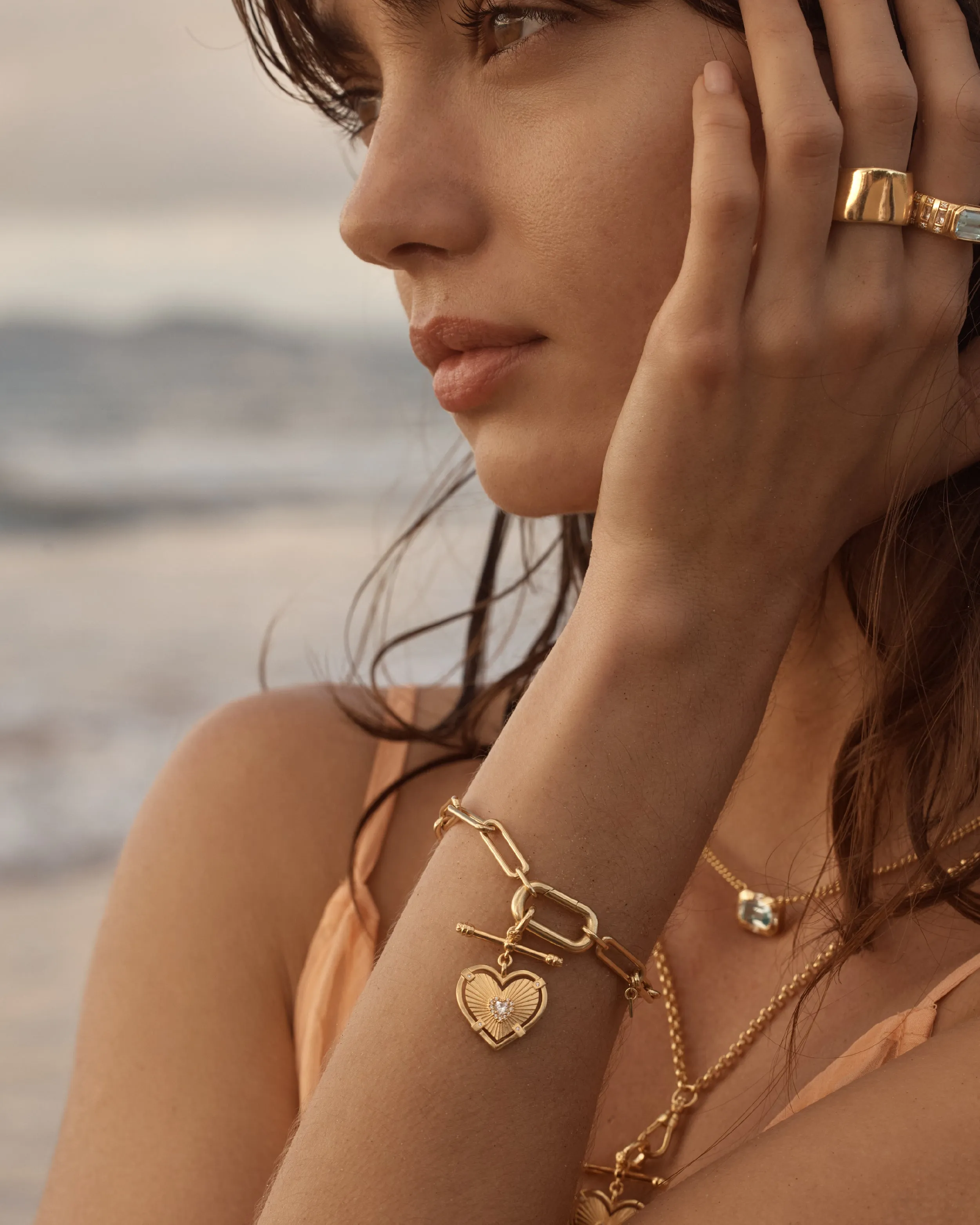 18k Gold Vermeil Let Love In Annex Link Pendant Bycharlotte