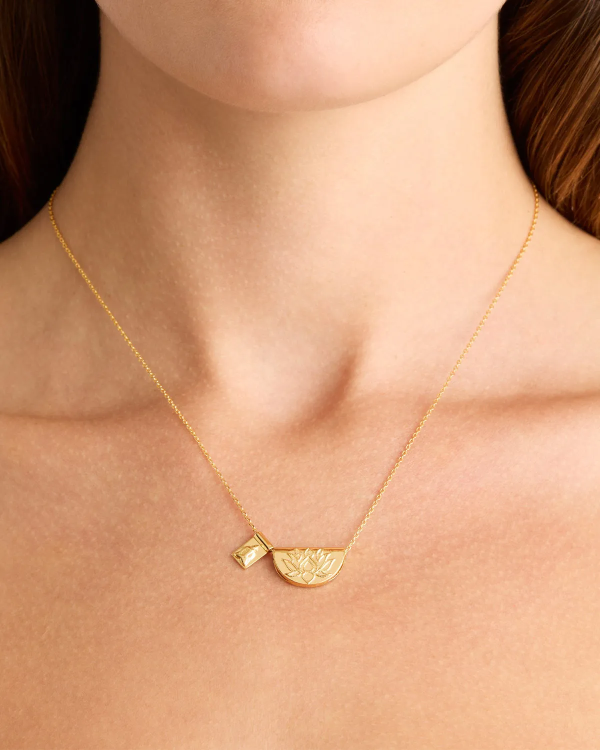 18k Gold Vermeil Lotus and Little Buddha Necklace Bycharlotte