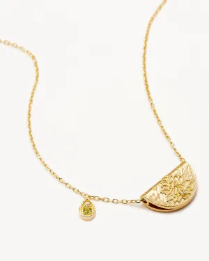 18k Gold Vermeil Lotus Birthstone Necklace - August - Peridot Bycharlotte