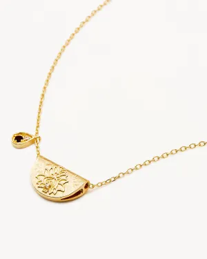 18k Gold Vermeil Lotus Birthstone Necklace - January - Garnet Bycharlotte