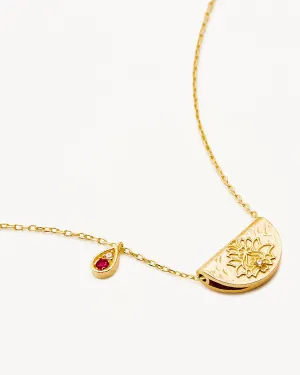 18k Gold Vermeil Lotus Birthstone Necklace - July - Ruby Bycharlotte