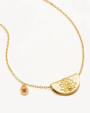 18k Gold Vermeil Lotus Birthstone Necklace - October - Pink Tourmaline Bycharlotte