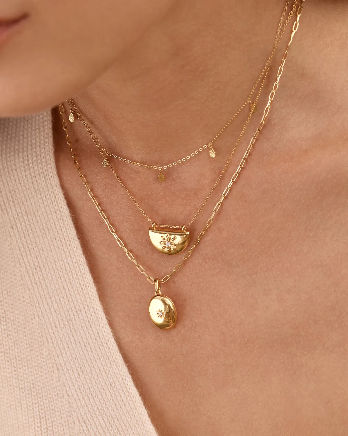 18k Gold Vermeil Lotus Locket Necklace Bycharlotte