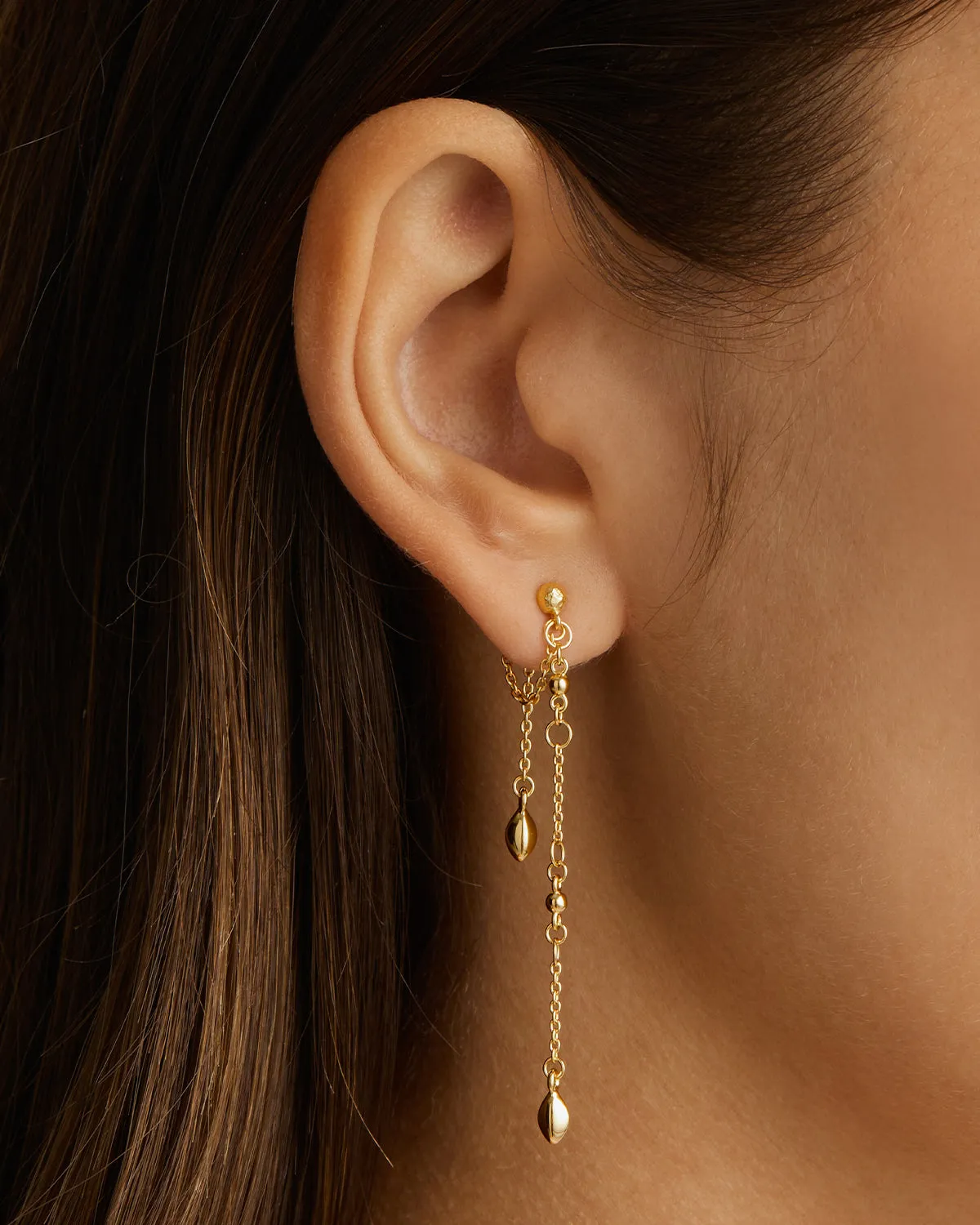 18k Gold Vermeil Luck and Love Chain Earrings Bycharlotte