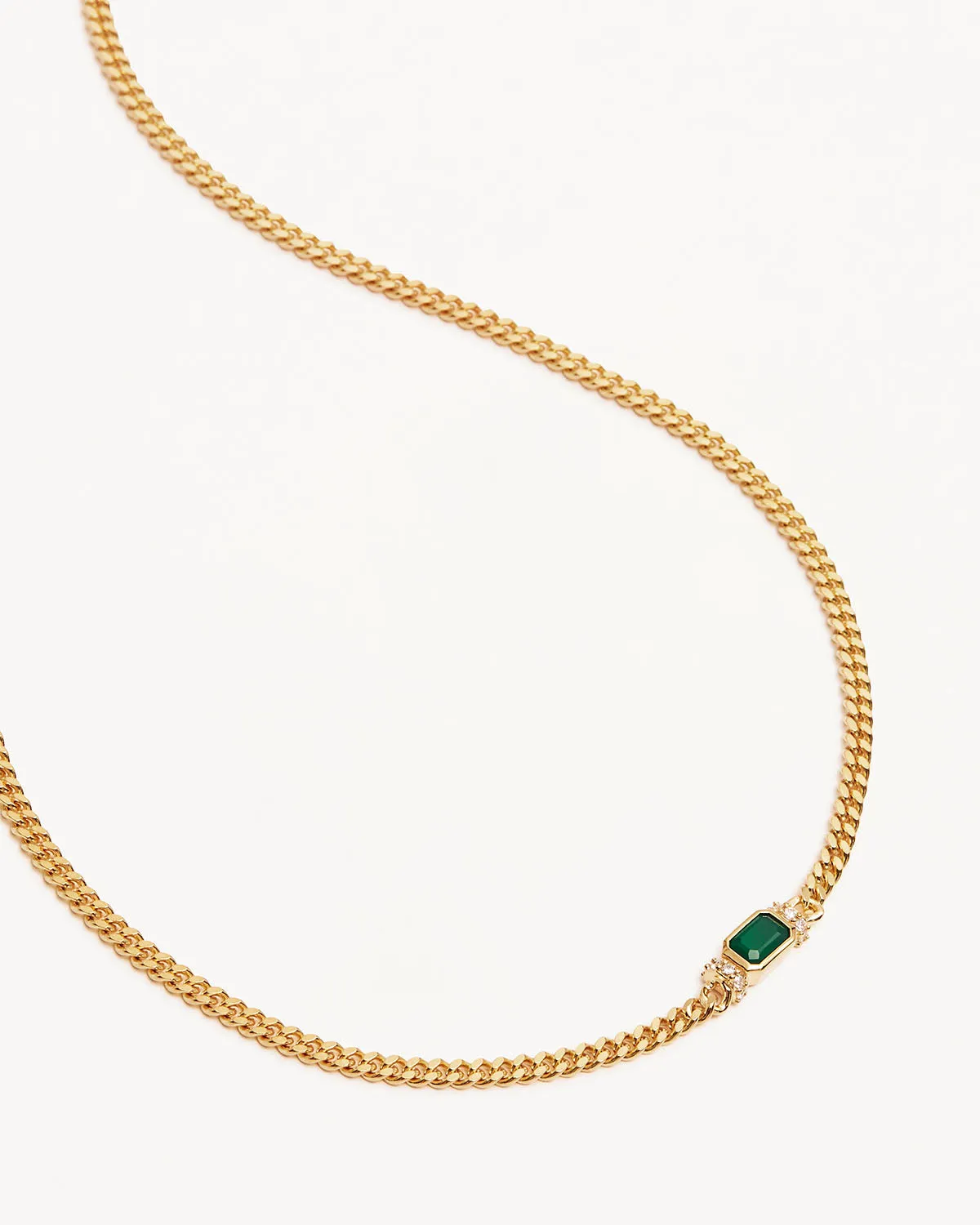 18k Gold Vermeil Strength Within Green Onyx Curb Choker Bycharlotte