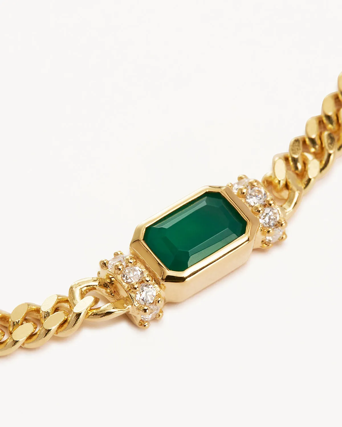 18k Gold Vermeil Strength Within Green Onyx Curb Choker Bycharlotte