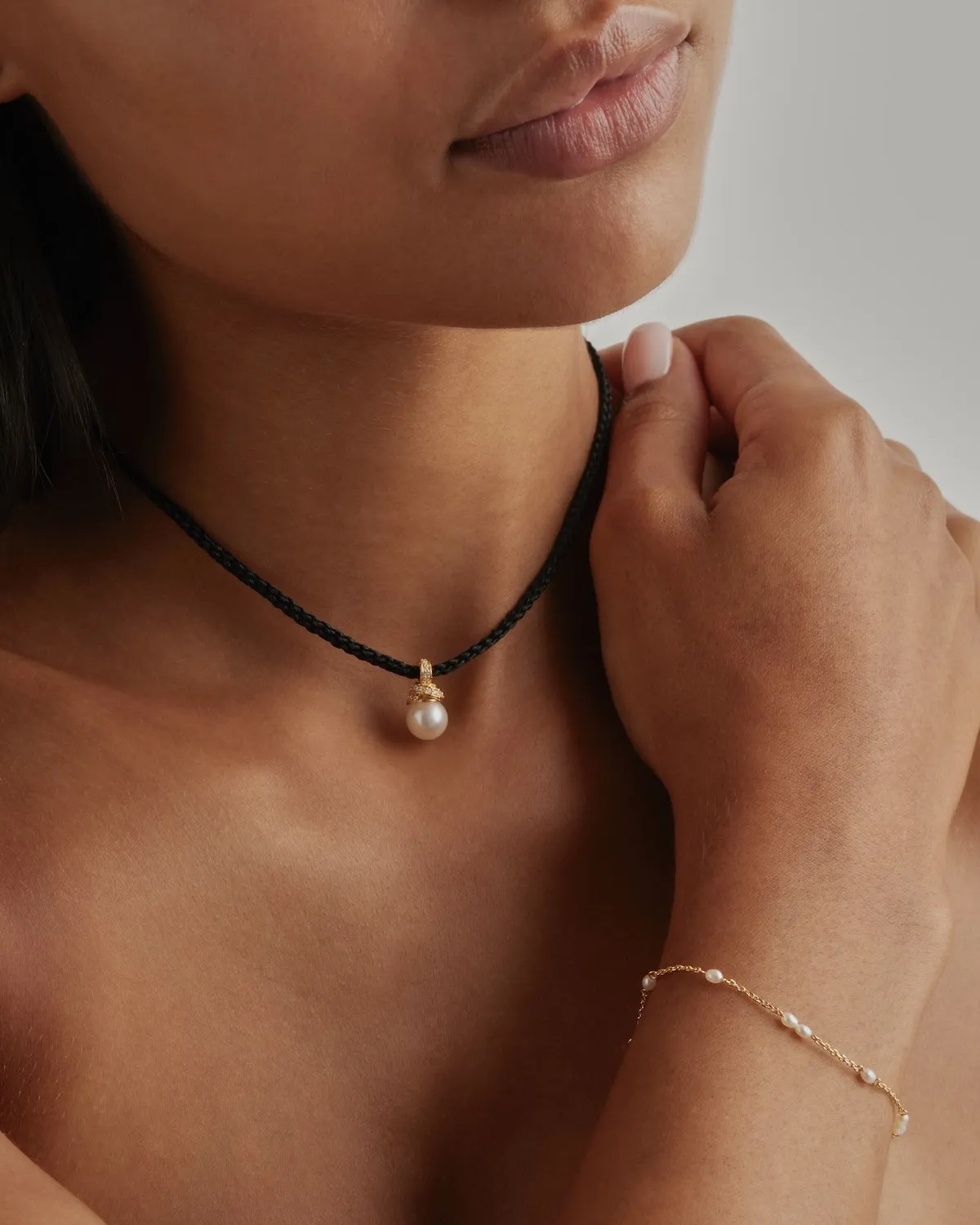 18k Gold Vermeil Whispers of Tranquillity Pearl Cord Choker Bycharlotte