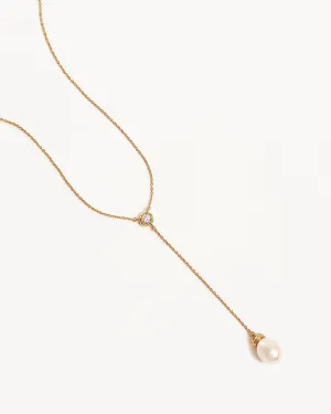 18k Gold Vermeil Whispers of Tranquillity Pearl Lariat Necklace Bycharlotte