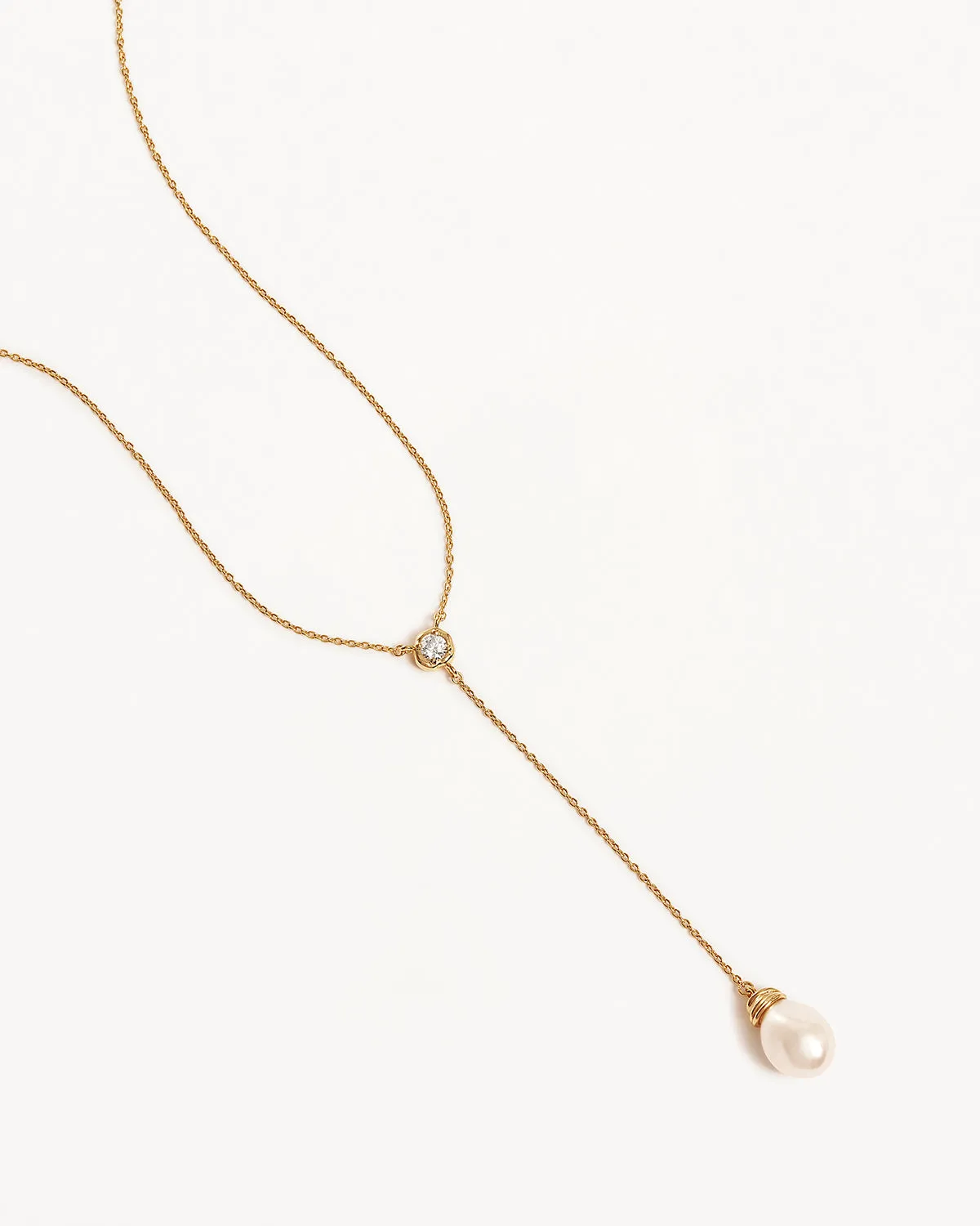 18k Gold Vermeil Whispers of Tranquillity Pearl Lariat Necklace Bycharlotte