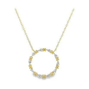 18K Gold Yellow Diamond Open Circle Necklace