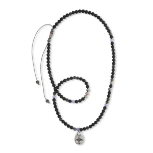 18K Rosegold Dogtag Pendant Necklace w. Diamonds, Sapphire & Tanzanite