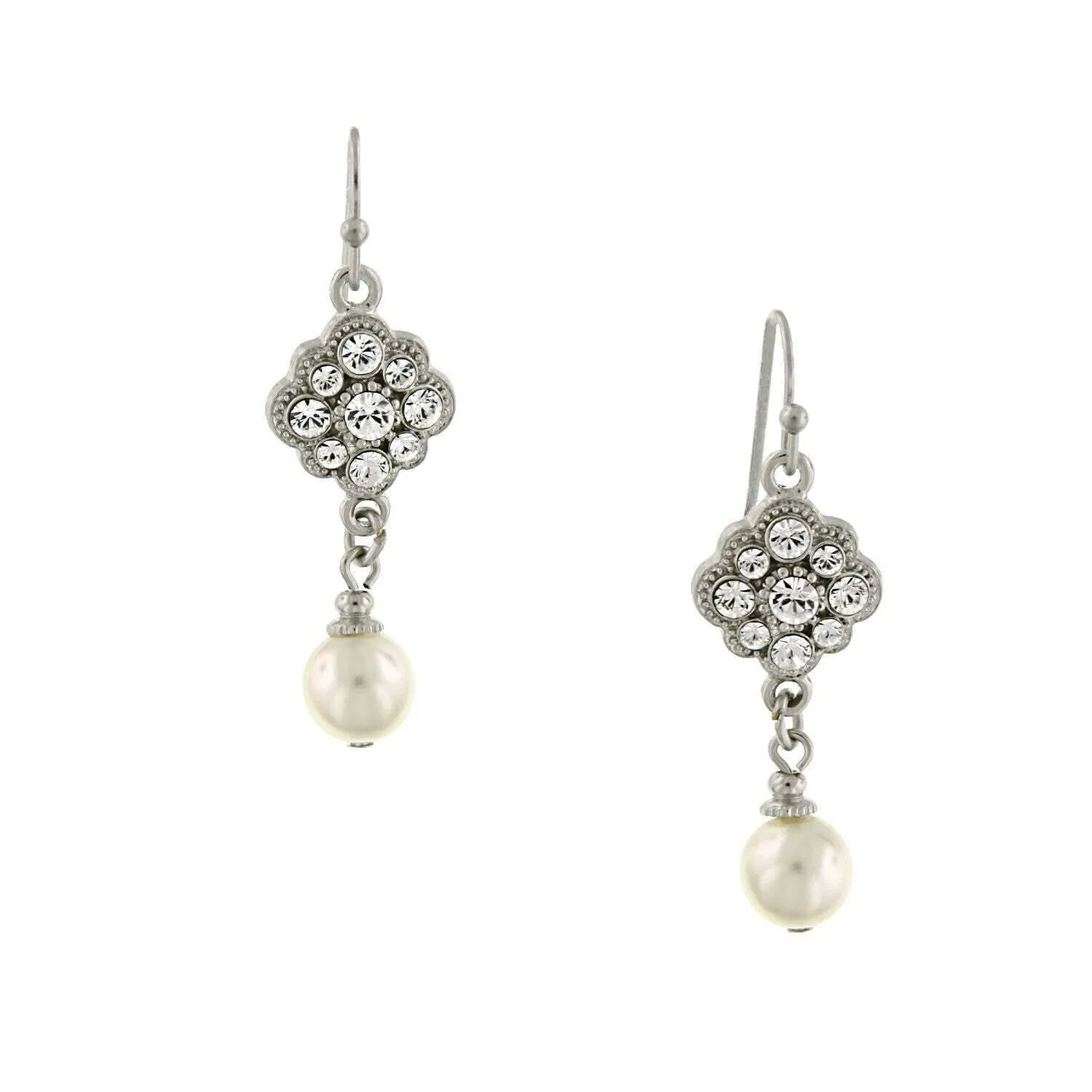 1928 Bridal Crystal Cluster And Faux Pearl Drop Earrings 1928 Jewelry
