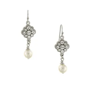 1928 Bridal Crystal Cluster And Faux Pearl Drop Earrings 1928 Jewelry