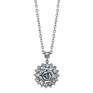 1928 Bridal Crystal Flower Pendant Necklace 16"   3" Extender 1928 Jewelry