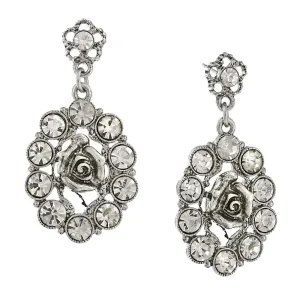 1928 Bridal Crystal Oval Flower Drop Earrings 1928 Jewelry