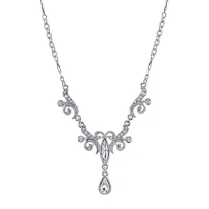 1928 Bridal Crystal Teardrop Bridal Necklace 15"   3" Extension 1928 Jewelry