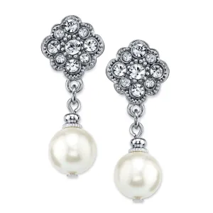 1928 Bridal Faux Pearl And Crystal Drop Earrings 1928 Jewelry