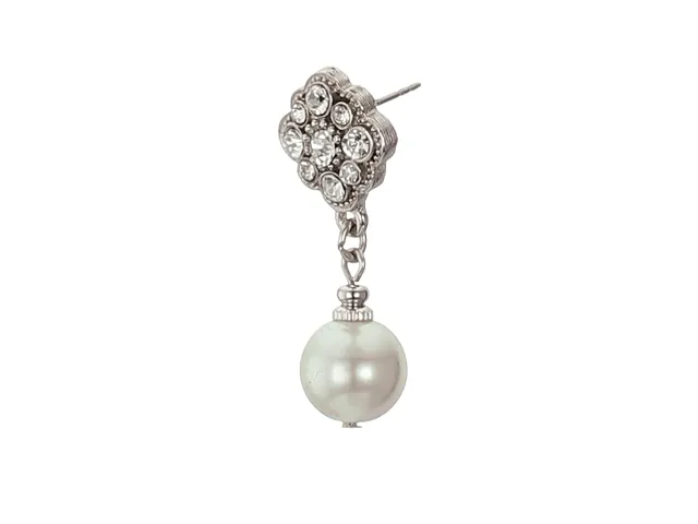 1928 Bridal Faux Pearl And Crystal Drop Earrings 1928 Jewelry