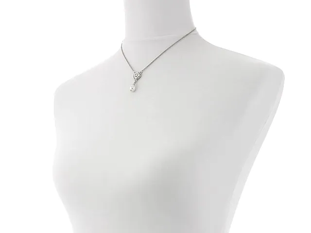 1928 Bridal Faux Pearl And Crystal Pendant Necklace 16"   3" Extender 1928 Jewelry