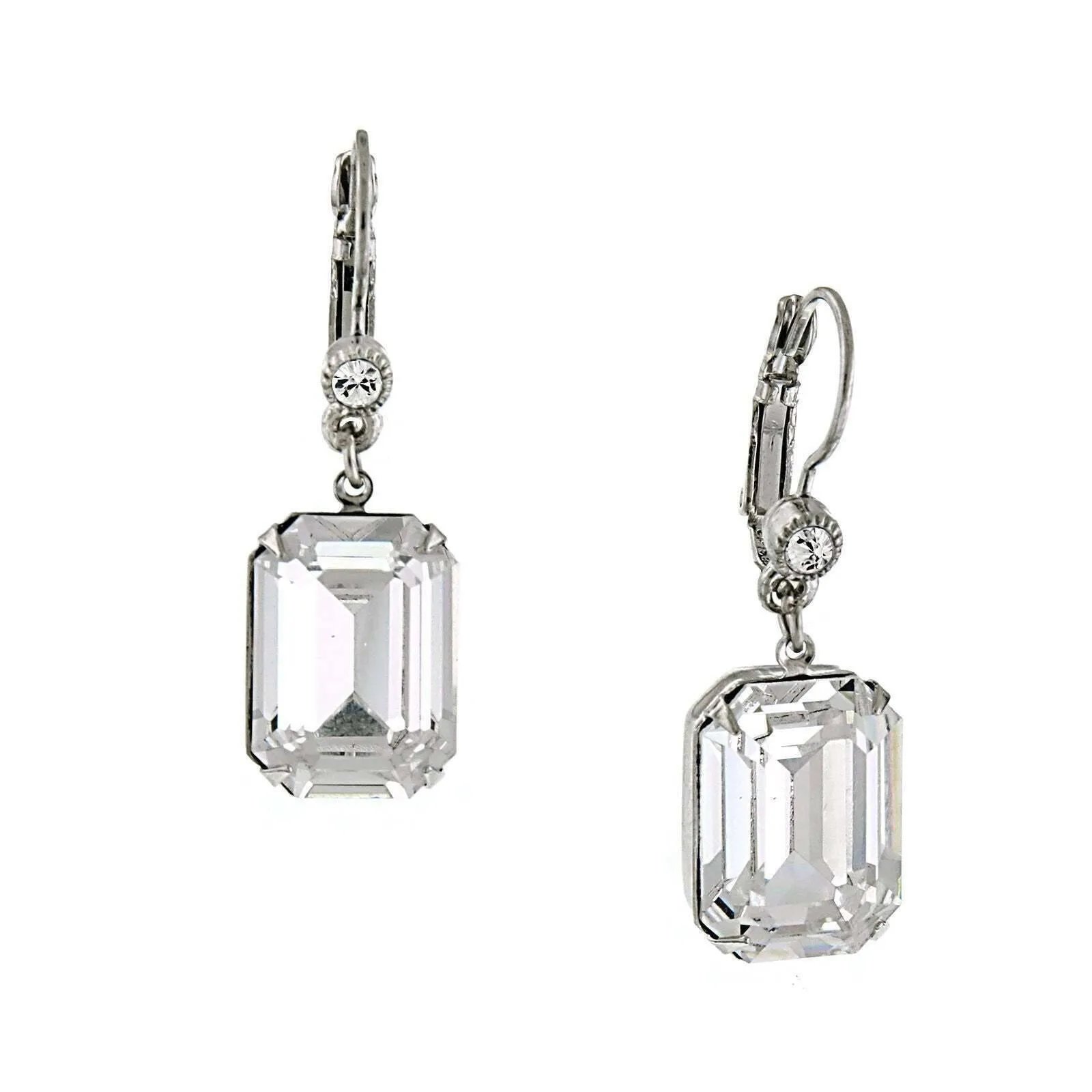 1928 Bridal Genuine Austrian Crystal Square Drop Earrings 1928 Jewelry