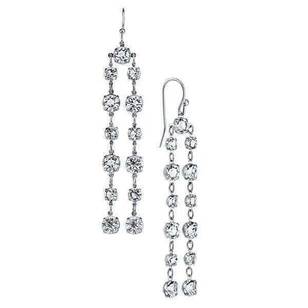 1928 Bridal Genuine Clear Austrian Crystal Linear Drop Earrings 1928 Jewelry