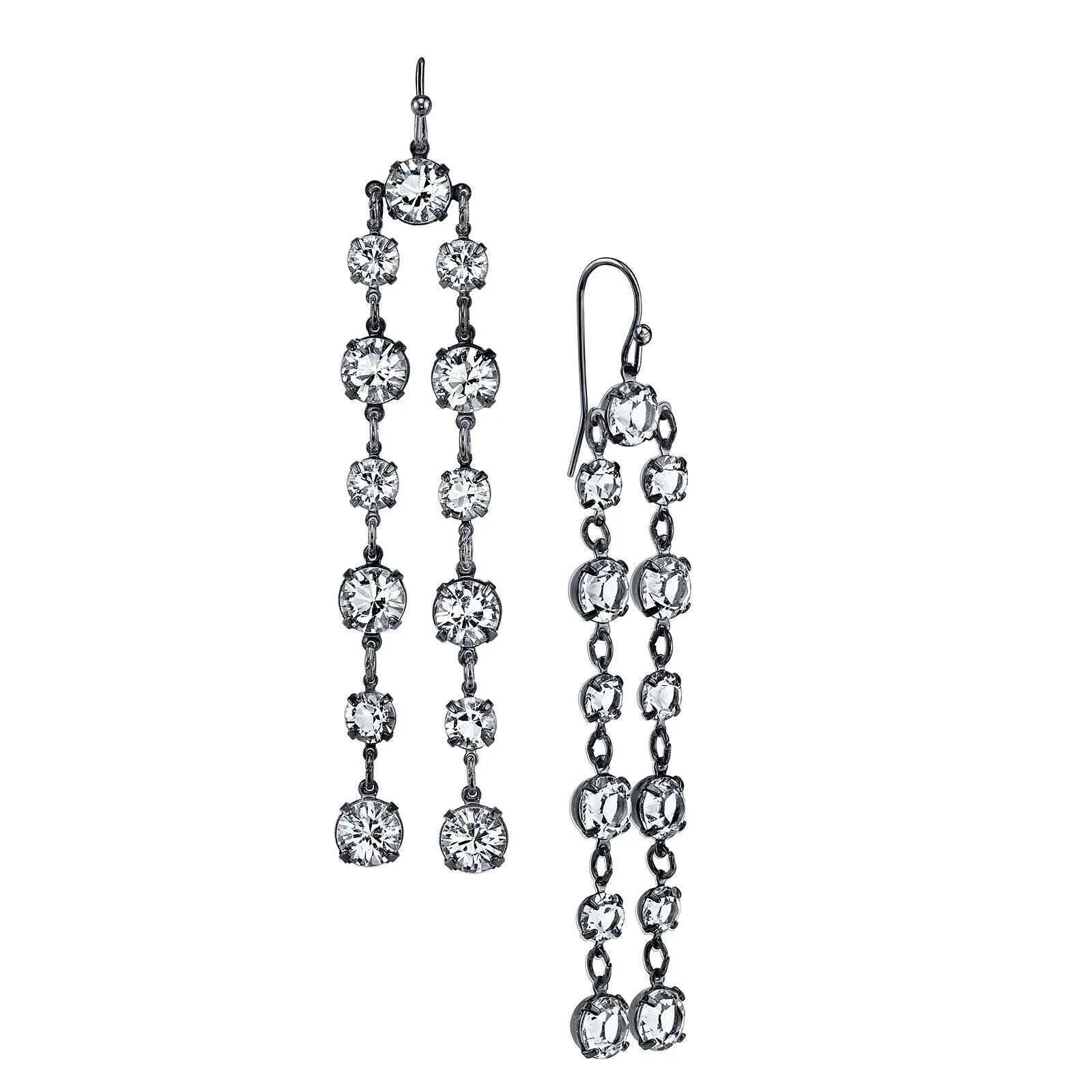 1928 Bridal Genuine Clear Austrian Crystal Linear Drop Earrings 1928 Jewelry