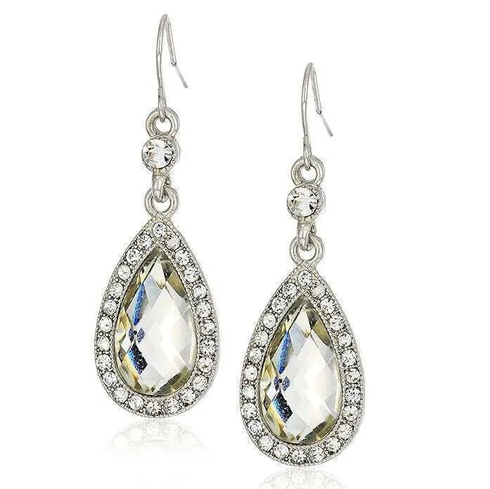 1928 Bridal Light Topaz Crystal Faceted Teardrop Drop Earrings 1928 Jewelry