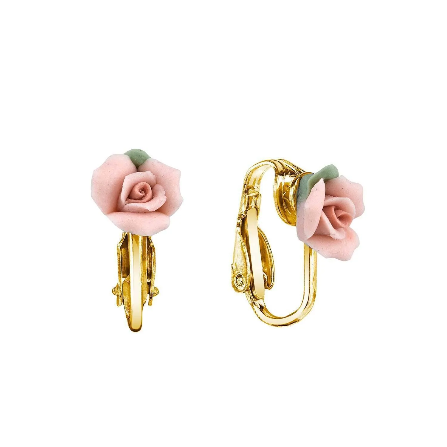 1928 Bridal Porcelain Rose Clip On Earrings 1928 Jewelry