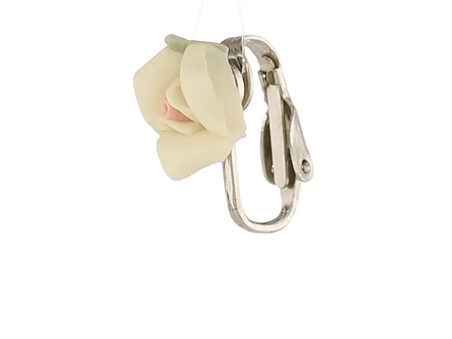 1928 Bridal Porcelain Rose Clip On Earrings 1928 Jewelry