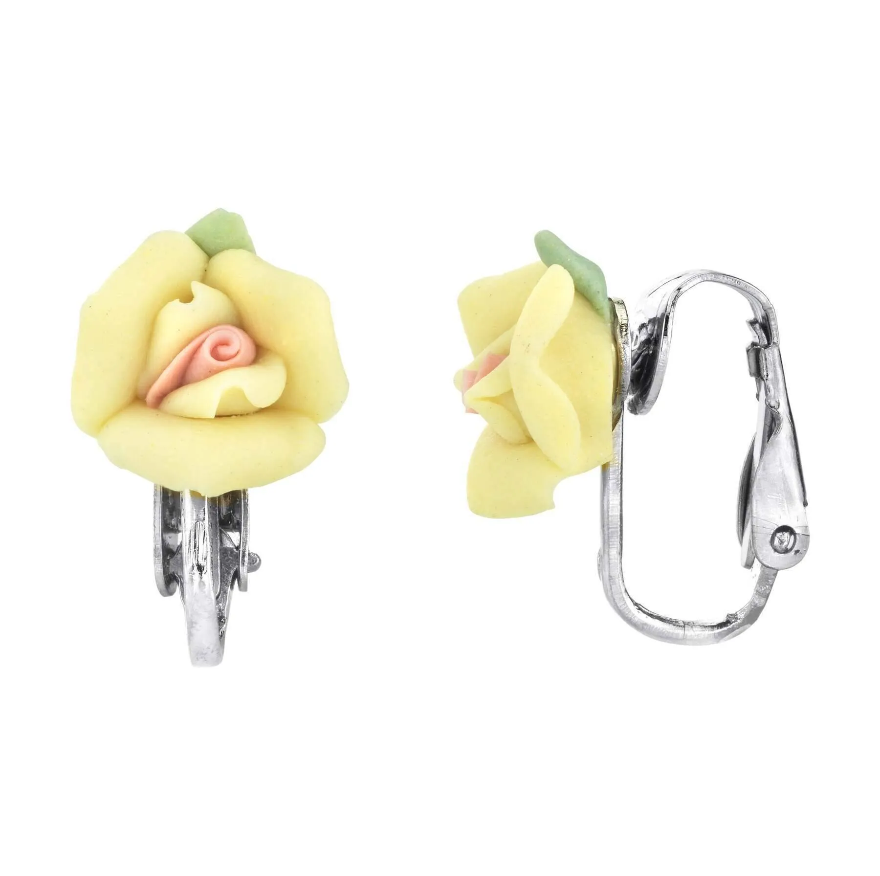1928 Bridal Porcelain Rose Clip On Earrings 1928 Jewelry