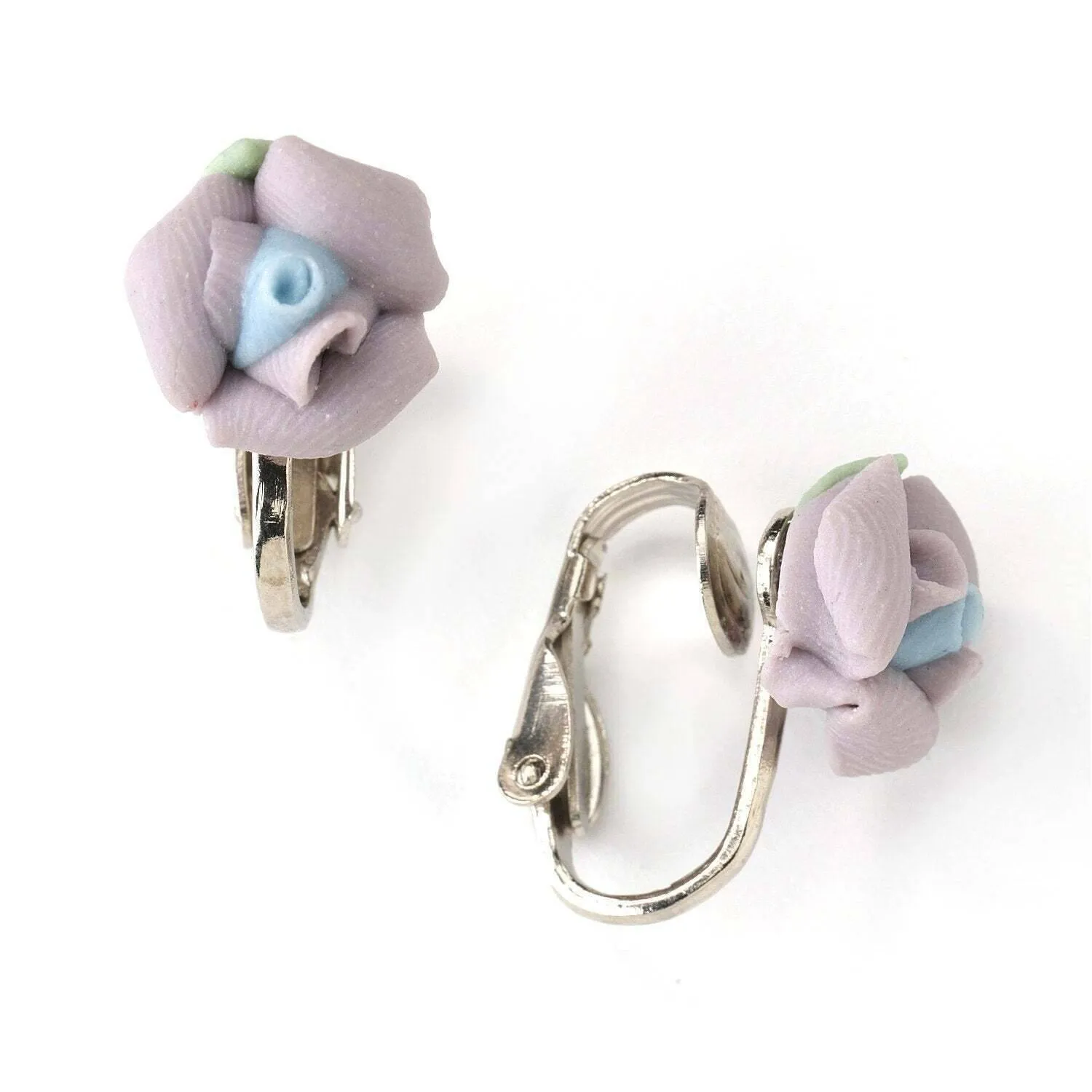 1928 Bridal Porcelain Rose Clip On Earrings 1928 Jewelry
