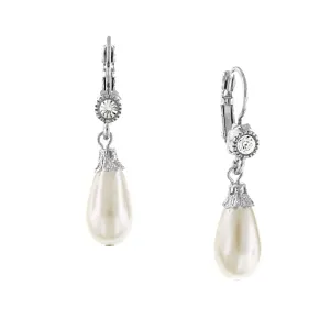 1928 Bridal Round Crystal And Faux Pearl Drop Earrings 1928 Jewelry