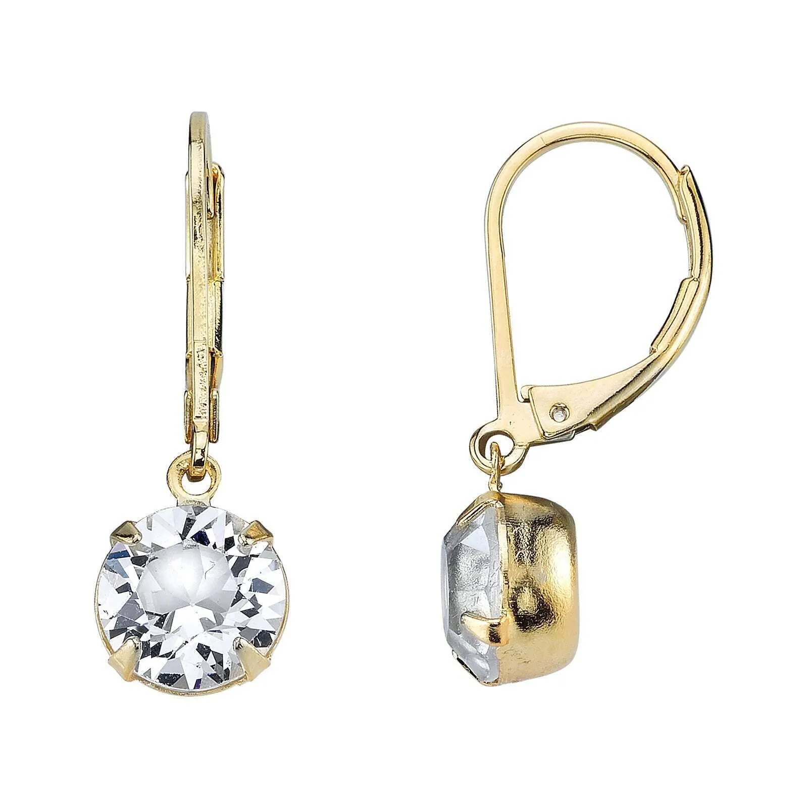 1928 Bridal Round Genuine Austrian Crystal Drop Earrings 1928 Jewelry