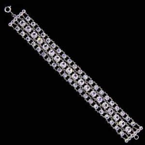1928 Jewelry 3 Row Round Vintage Austrian Crystal Link Bracelet 1928 Jewelry