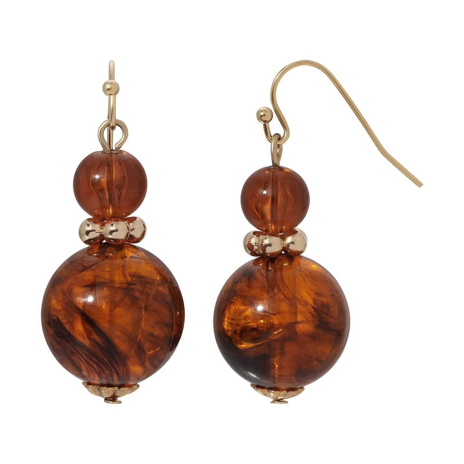 1928 Jewelry Alexandria Tortoise & Flower Bead Dangle Earrings 1928 Jewelry