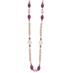 1928 Jewelry Amethyst Bead Round Pink Opal & Filigree Beaded Necklace 48" 1928 Jewelry