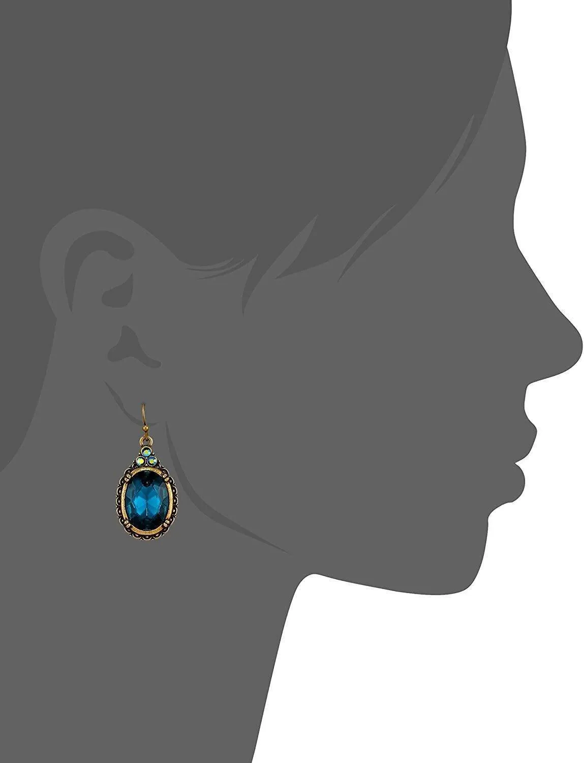 1928 Jewelry Antique Inspired Oval Crystal Drop Wire Earrings 1928 Jewelry
