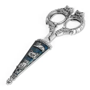 1928 Jewelry Antiqued Classic Blue Enamel Cat Scissors 1928 Jewelry