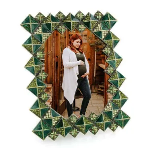 1928 Jewelry Apex Green Crystal Rectangle Picture Frame 3.5" x 5" 1928 Jewelry