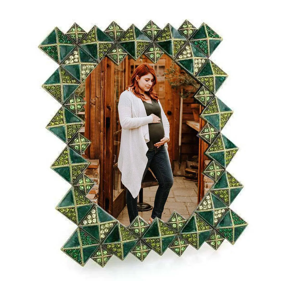 1928 Jewelry Apex Green Crystal Rectangle Picture Frame 3.5" x 5" 1928 Jewelry