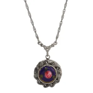 1928 Jewelry Artisan Pink Rosebud Locket Necklace 16"   3" Extension 1928 Jewelry