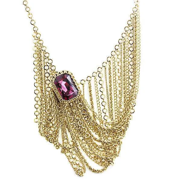1928 Jewelry Austrian Crystal Amethyst Chain Bib Necklace 16"   3" Extender 1928 Jewelry