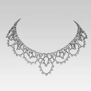 1928 Jewelry Austrian Crystal Draped Scalloped Necklace 16" 1928 Jewelry