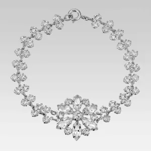 1928 Jewelry Austrian Crystal Flower Link Bracelet 7.5 Inches 1928 Jewelry
