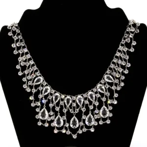 1928 Jewelry Austrian Crystal Statement Bib Necklace 14.5"   3" Extender 1928 Jewelry