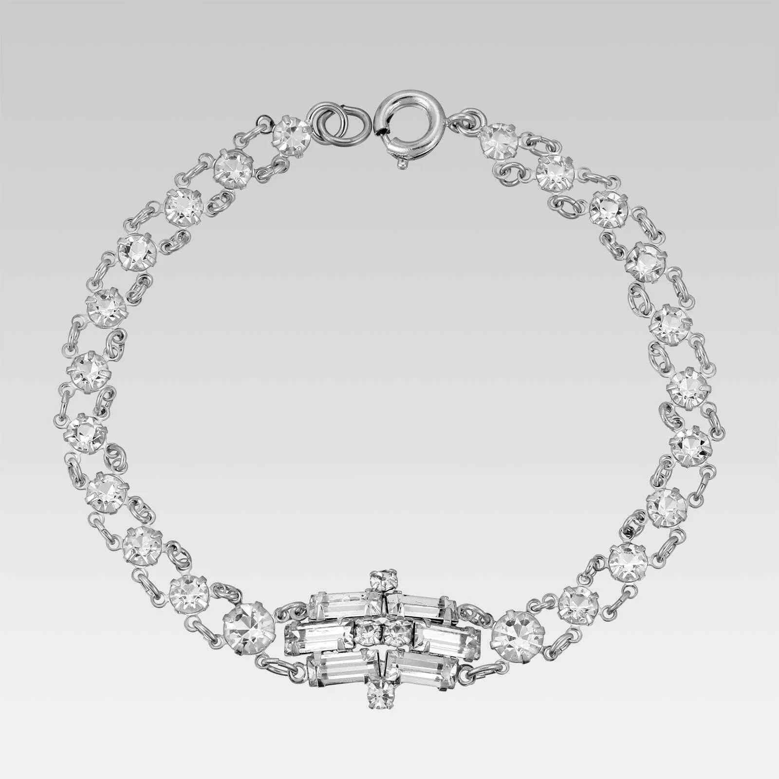 1928 Jewelry Baguette & Round Crystal Austrian Crystal Link Bracelet 1928 Jewelry