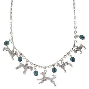 1928 Jewelry Beaded Multi Dog Drop Necklace 16"   3" Extender 1928 Jewelry