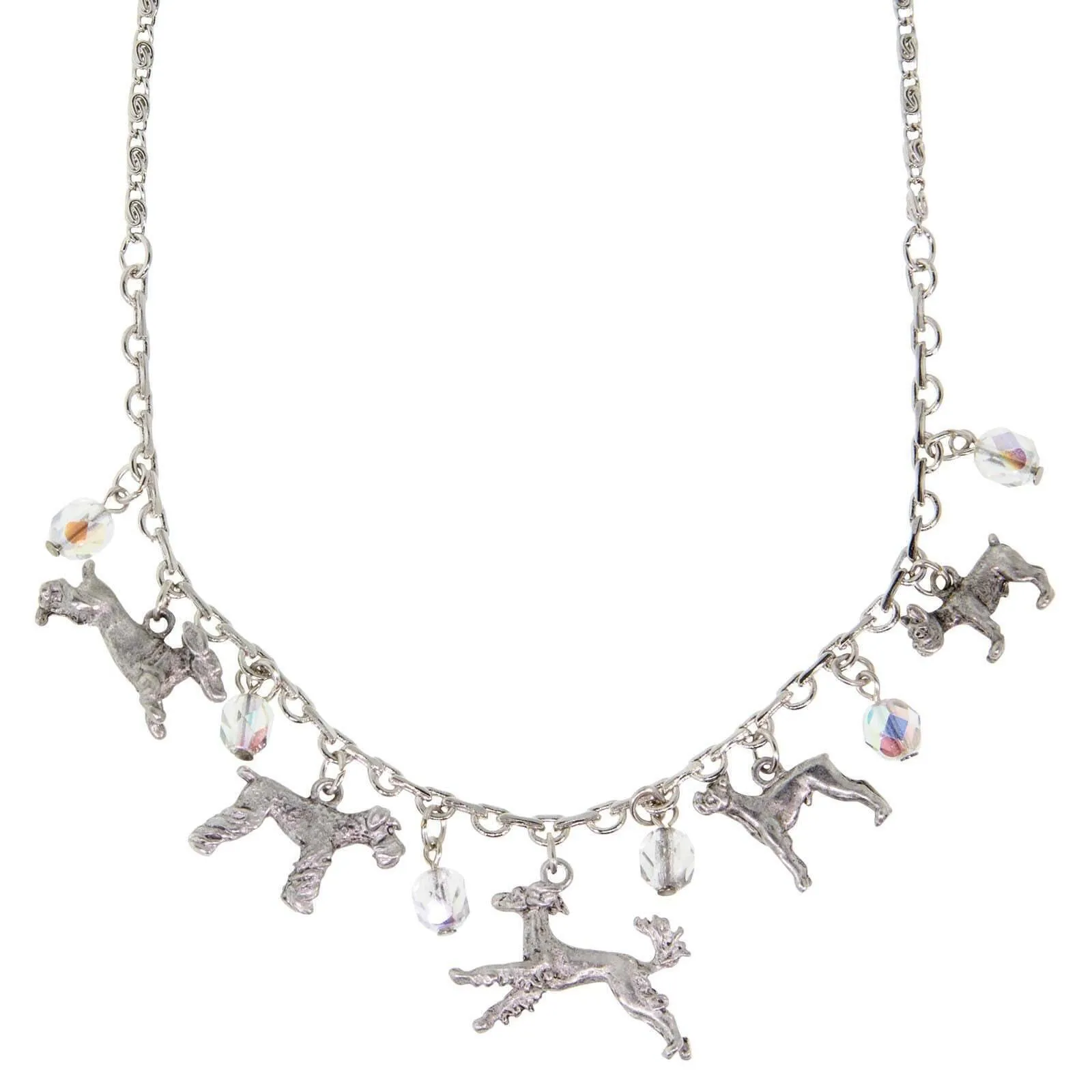 1928 Jewelry Beaded Multi Dog Drop Necklace 16"   3" Extender 1928 Jewelry